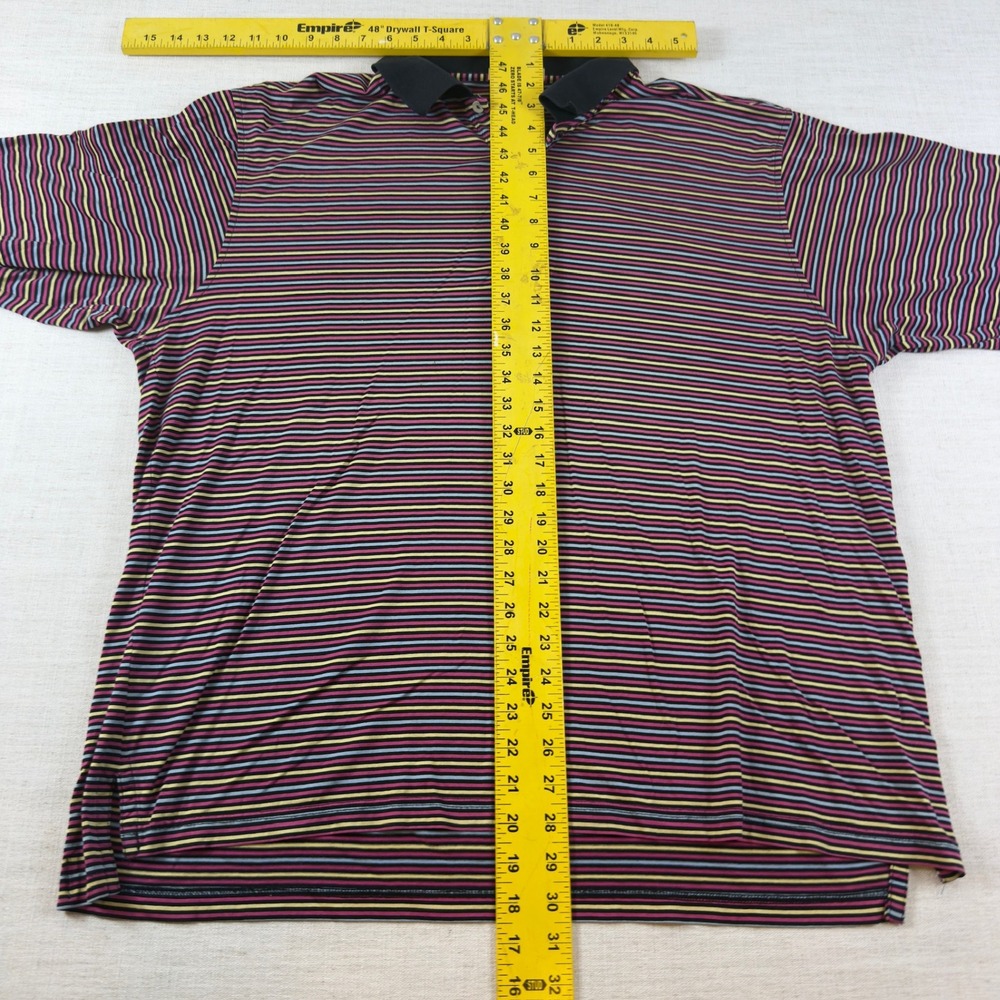 Peter Millar Mens XL Polo Shirt Double Mercerized Cotton Striped Short Sleeve - Picture 11 of 12